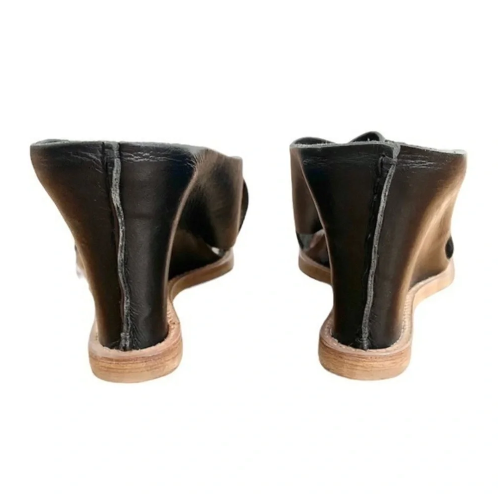 J. Jill Black‎ Leather Criss Cross Strap Wedge Sandals